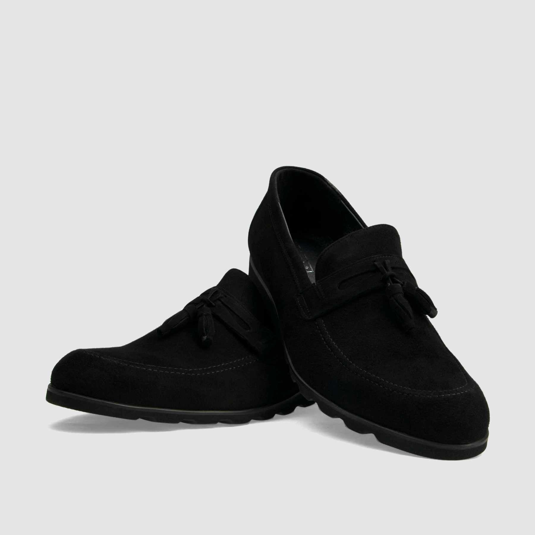 Loafers TAPI AA-6361 black velvet with a light wedge sole