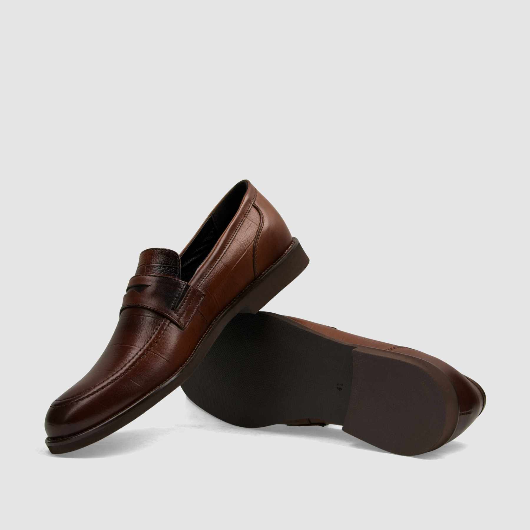 Loafer TAPI B - 7494 brązowa licowa skóra - TAPI nero - Półbuty eleganckie wzuwane - Brązowy - 7