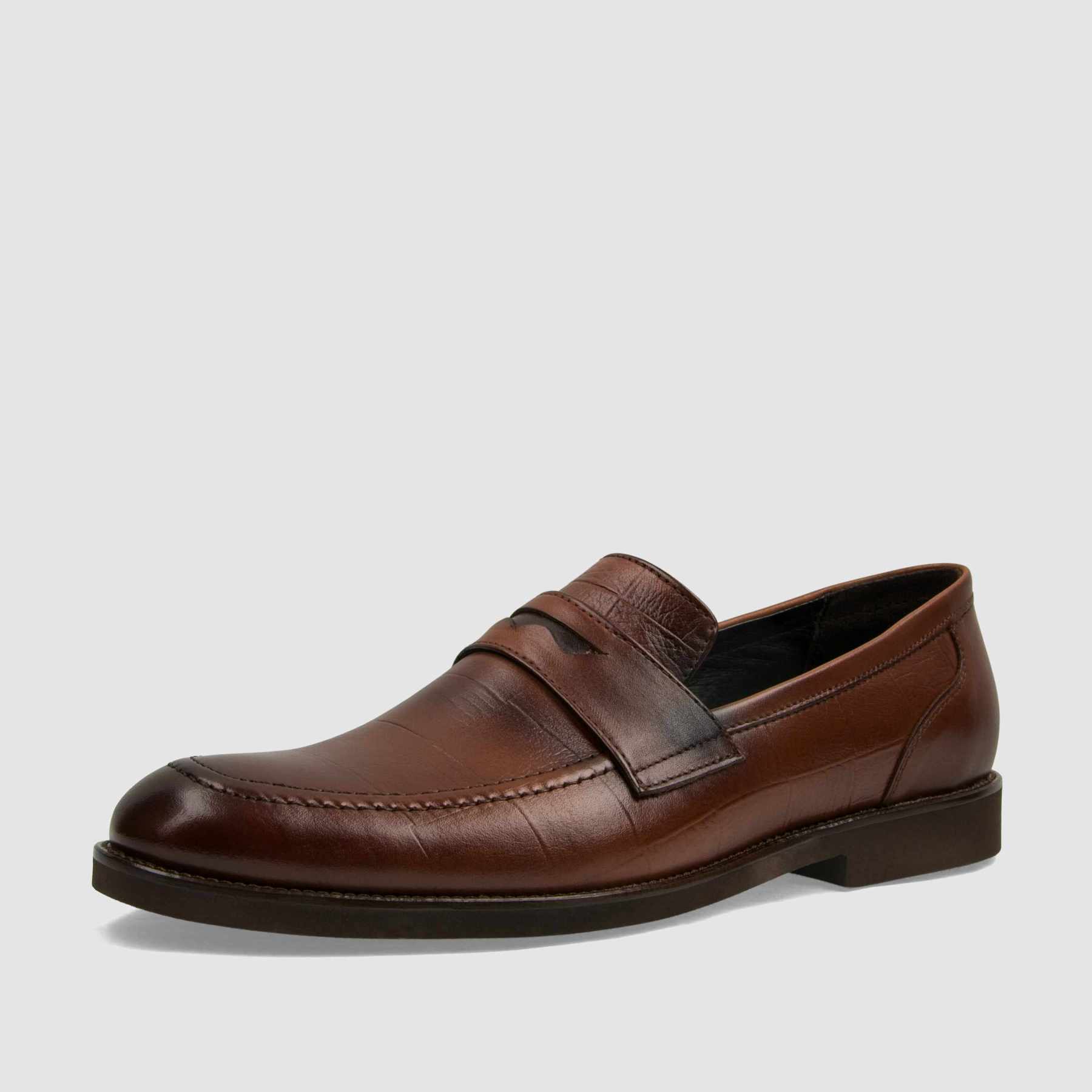 Loafer TAPI B - 7494 brązowa licowa skóra - TAPI nero - Półbuty eleganckie wzuwane - Brązowy - 1