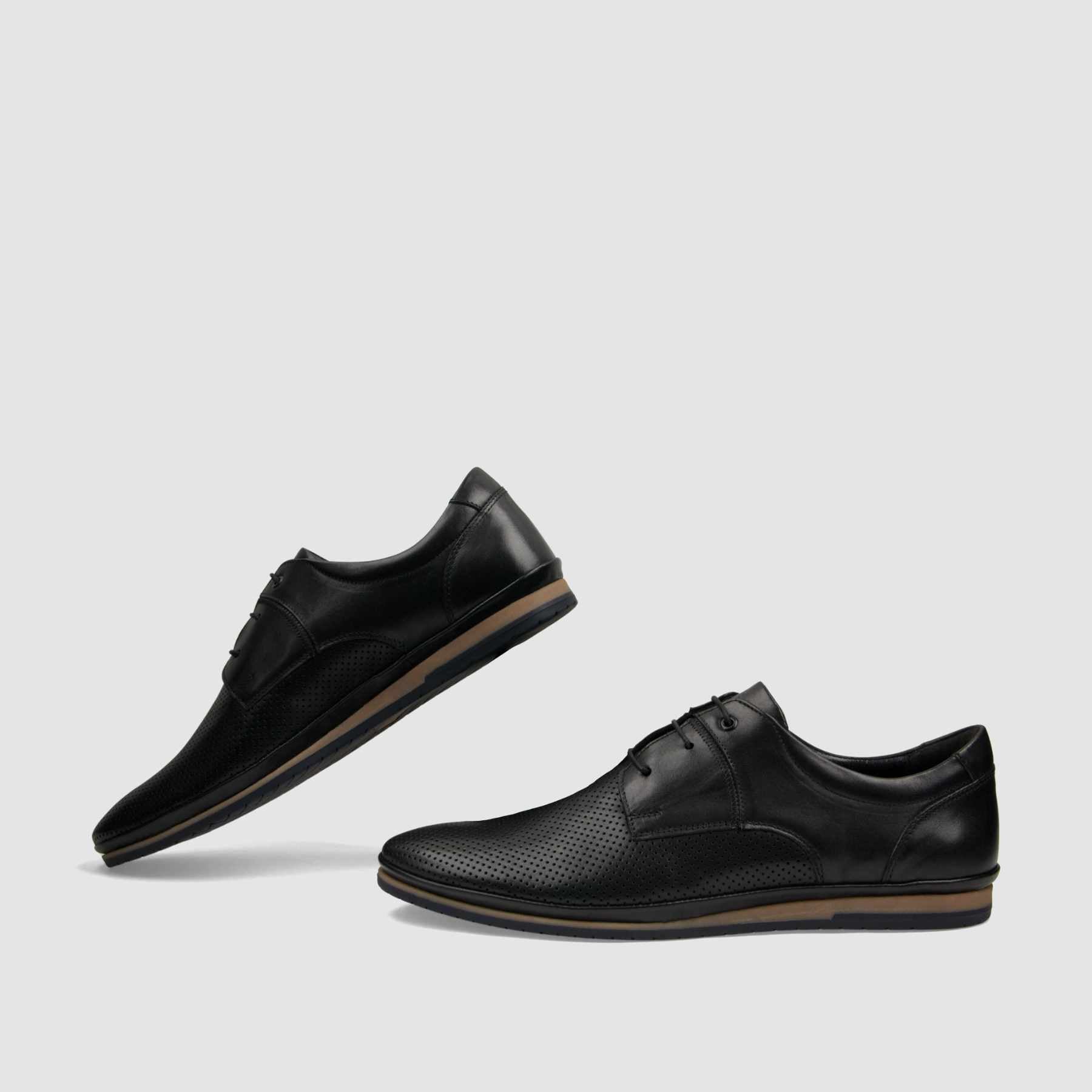 Półbut casual TAPI E - 7518 czarna licowa skóra - TAPI nero - Półbuty casual sznurowane - Czarny - 6