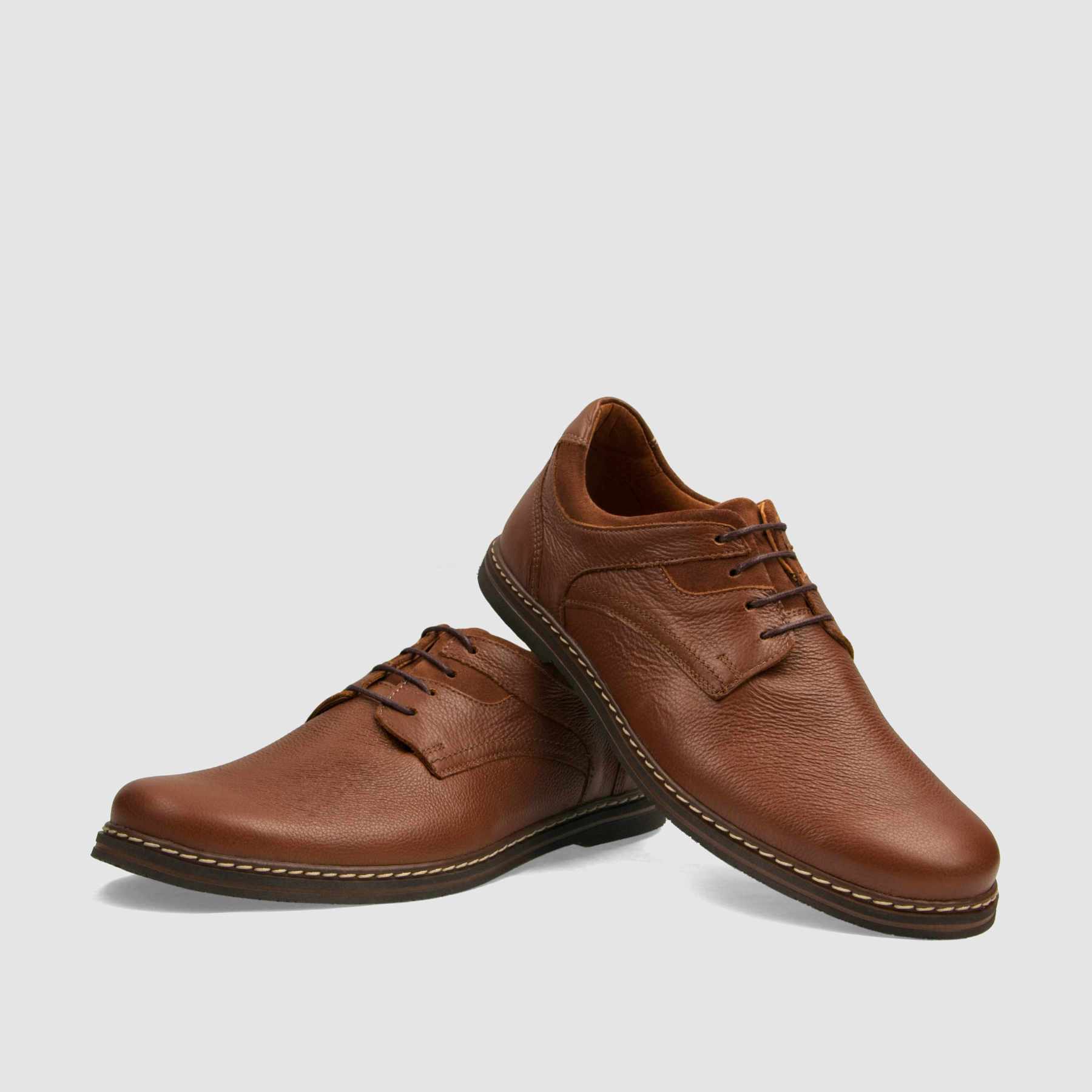 Półbut casual TAPI E - 7627 brązowa licowa skóra - TAPI nero - Półbuty casual sznurowane - Brązowy - 3