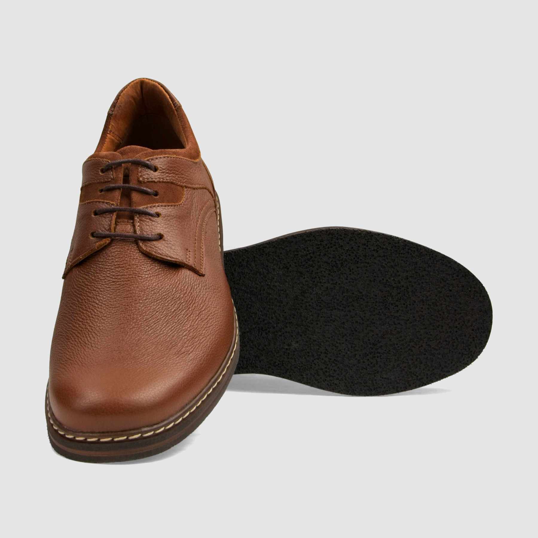 Półbut casual TAPI E - 7627 brązowa licowa skóra - TAPI nero - Półbuty casual sznurowane - Brązowy - 4