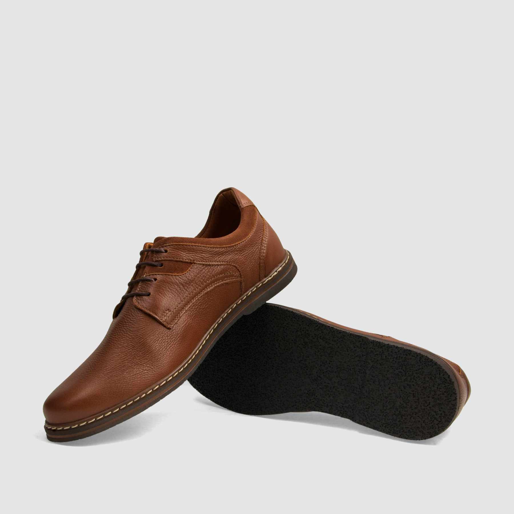 Półbut casual TAPI E - 7627 brązowa licowa skóra - TAPI nero - Półbuty casual sznurowane - Brązowy - 7