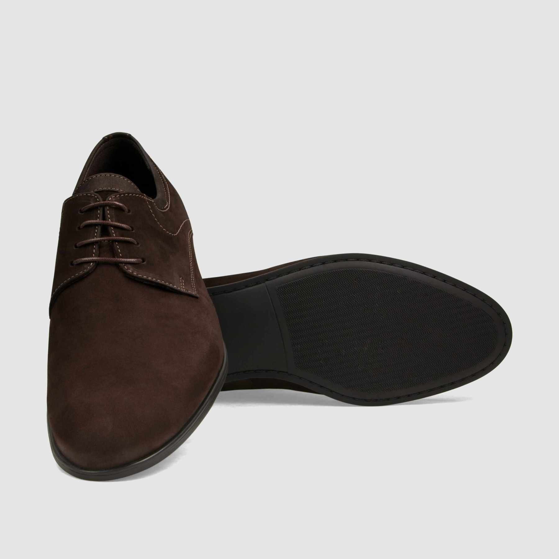 Półbut wizytowy TAPI N - 6586 brązowa nubukowa skóra - TAPI nero - Półbuty eleganckie sznurowane - Brązowy - 4
