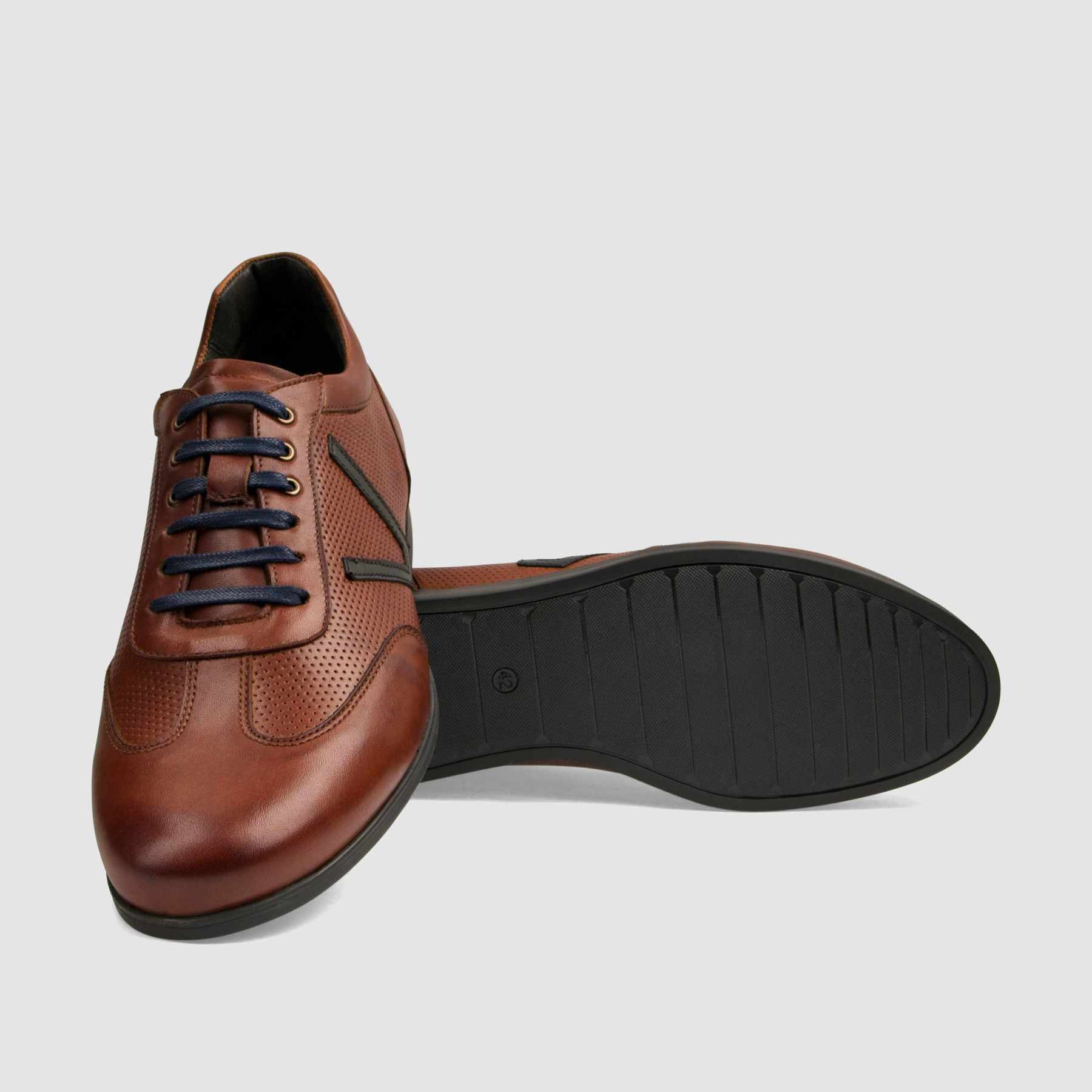 Trampki TAPI A - 7636 brązowa licowa skóra z tłoczeniem - TAPI nero - Sneakersy i sportowe - Brązowy - 4
