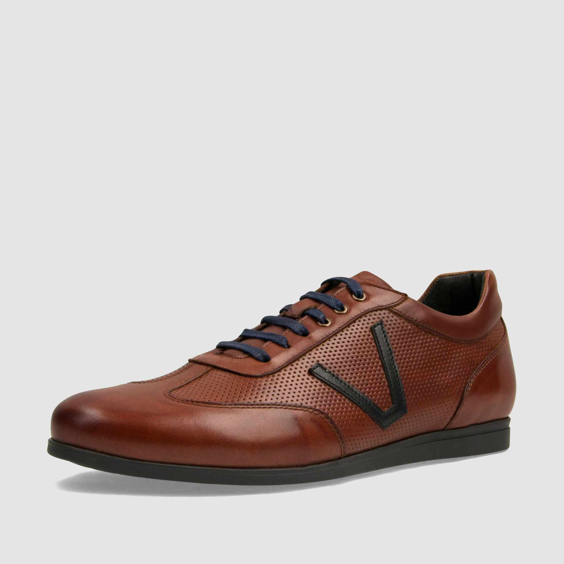 Trampki TAPI A - 7636 brązowa licowa skóra z tłoczeniem - TAPI nero - Sneakersy i sportowe - Brązowy - 1