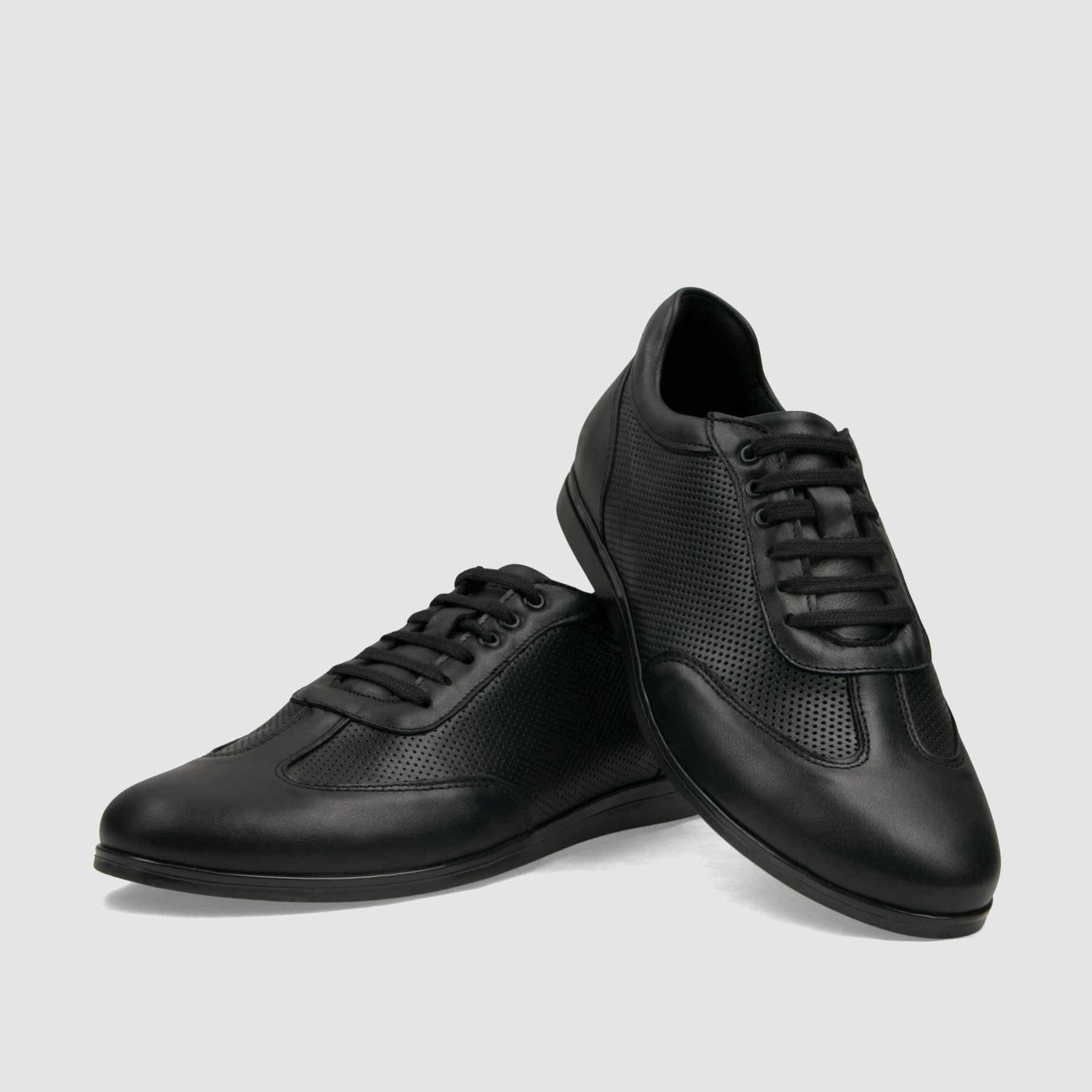 Trampki TAPI C - 7636 czarna licowa skóra z tłoczeniem - TAPI nero - Sneakersy i sportowe - Czarny - 3