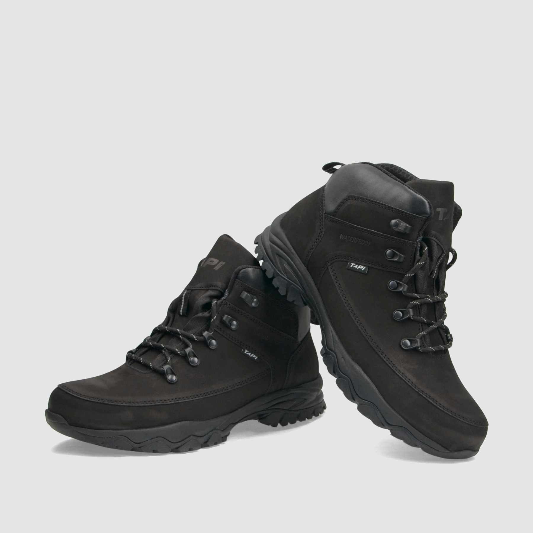 Trzewik trekkingowy TAPI A - 9200 czarna skóra nubukowa - TAPI nero - Trzewiki trekkingowe męskie - Czarny - 3