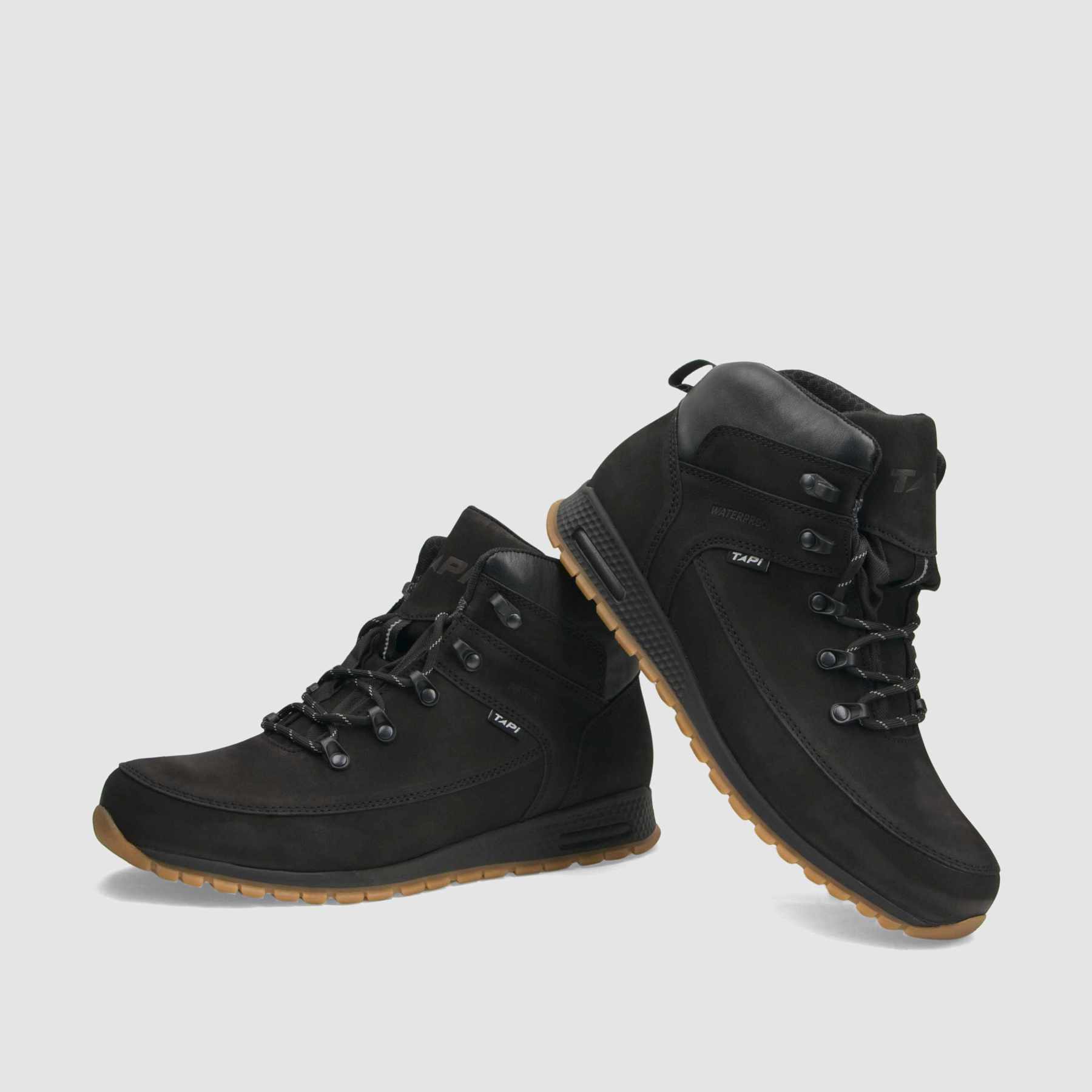 Trzewik trekkingowy TAPI E - 9200 czarna skóra nubukowa - TAPI nero - Trzewiki trekkingowe męskie - Czarny - 3