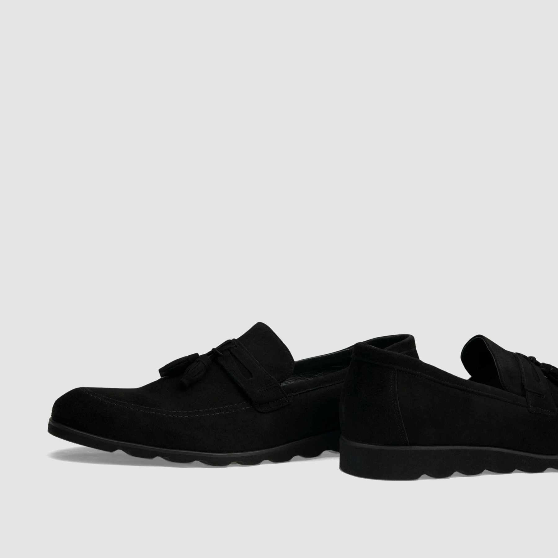 Loafers TAPI AA-6361 black velvet with a light wedge sole 