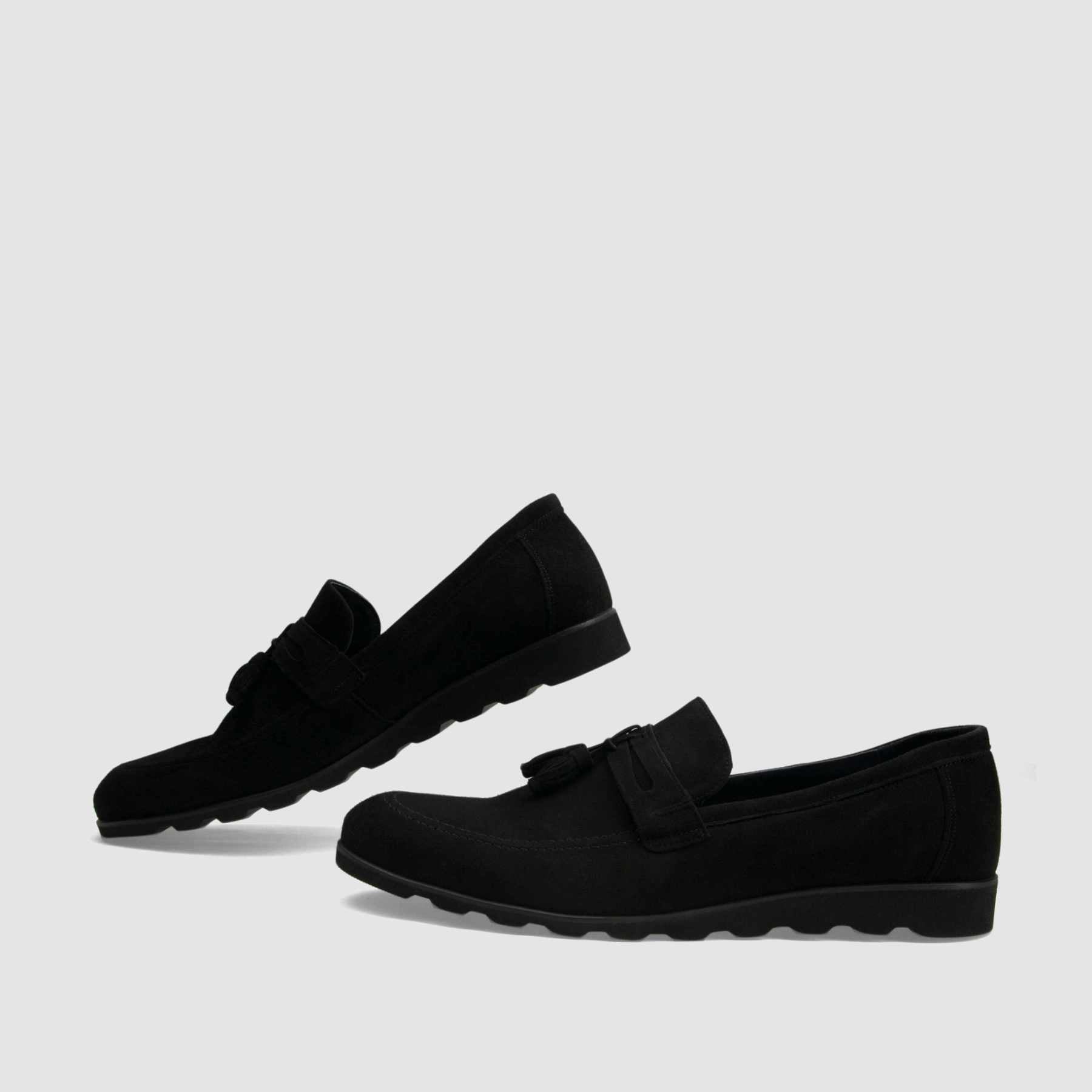 Loafers TAPI AA-6361 black velvet with a light wedge sole 