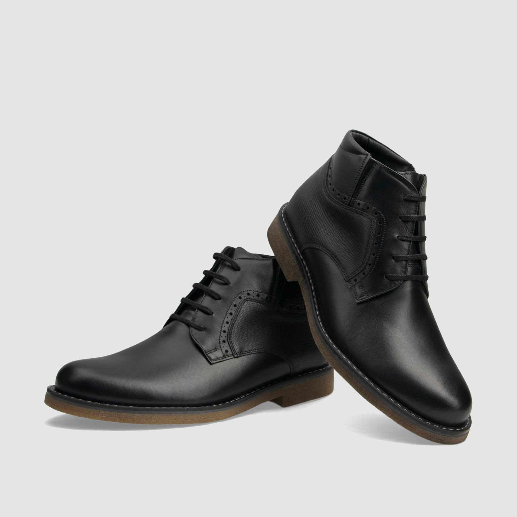 Elegant ankle boots TAPI AB-2297 black grain embossed leather