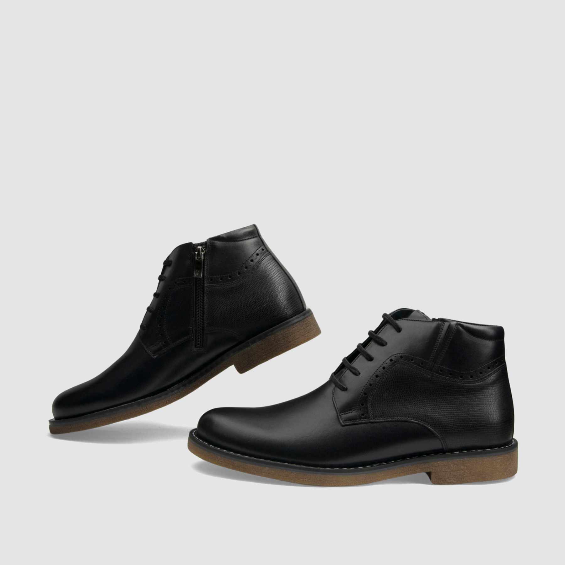 Elegant ankle boots TAPI AB-2297 black grain embossed leather