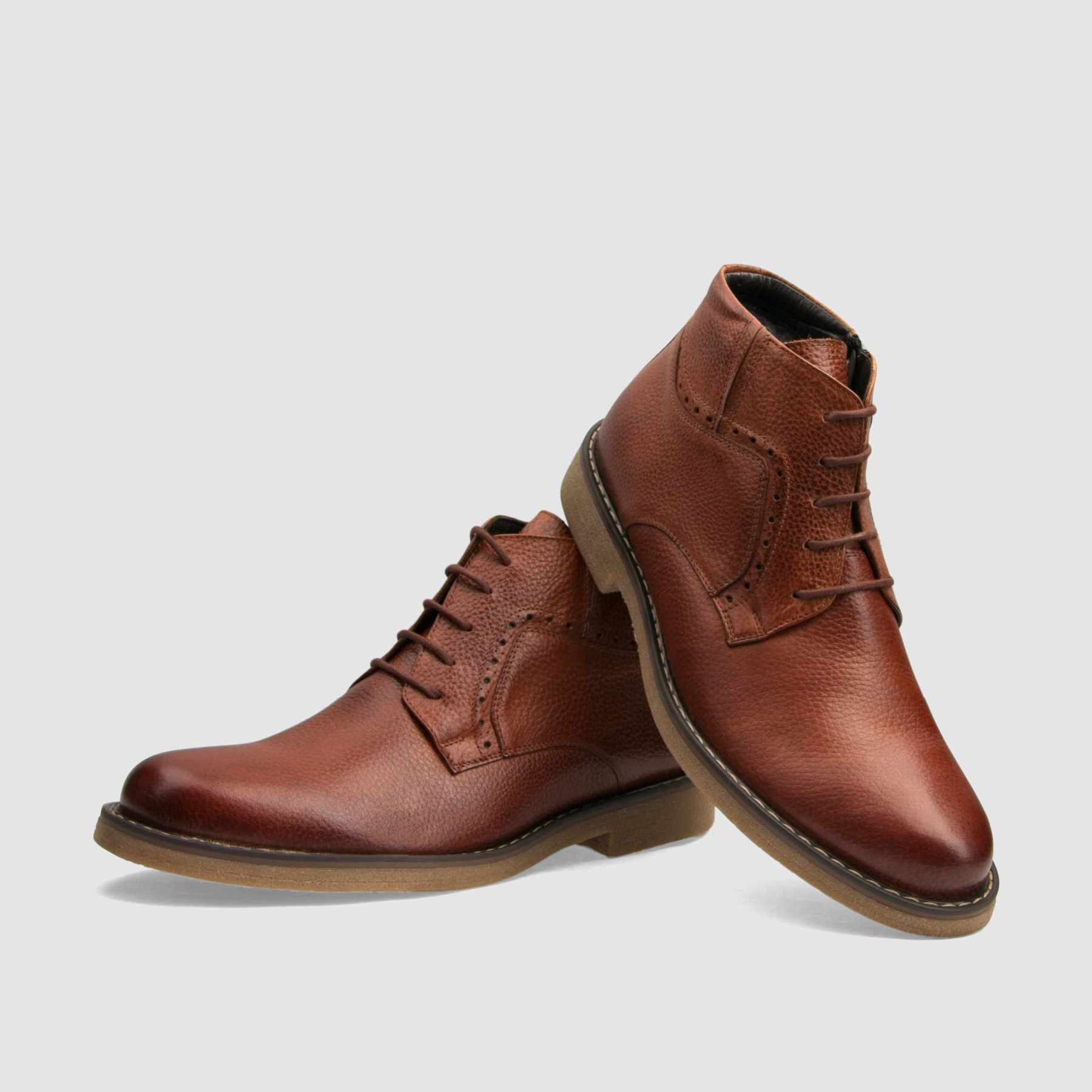 Elegant ankle boot TAPI I-2297 brown grain embossed leather