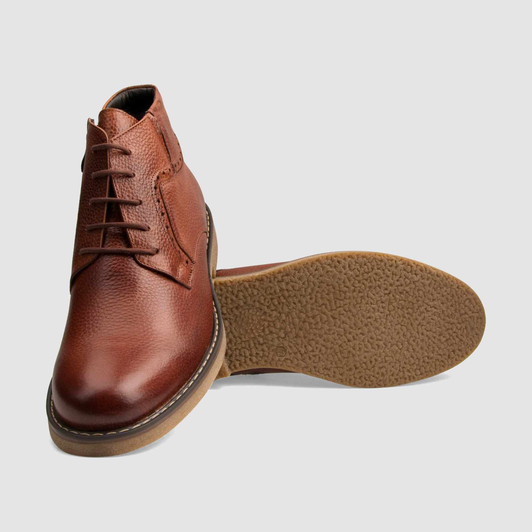 Elegant ankle boot TAPI I-2297 brown grain embossed leather