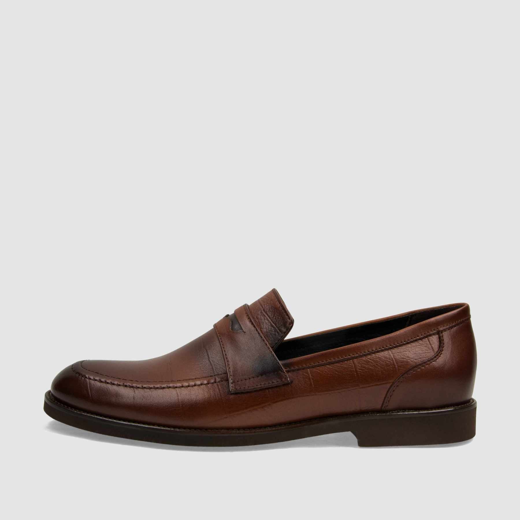 Loafer TAPI B - 7494 brązowa licowa skóra - TAPI nero - Półbuty eleganckie wzuwane - Brązowy - 2