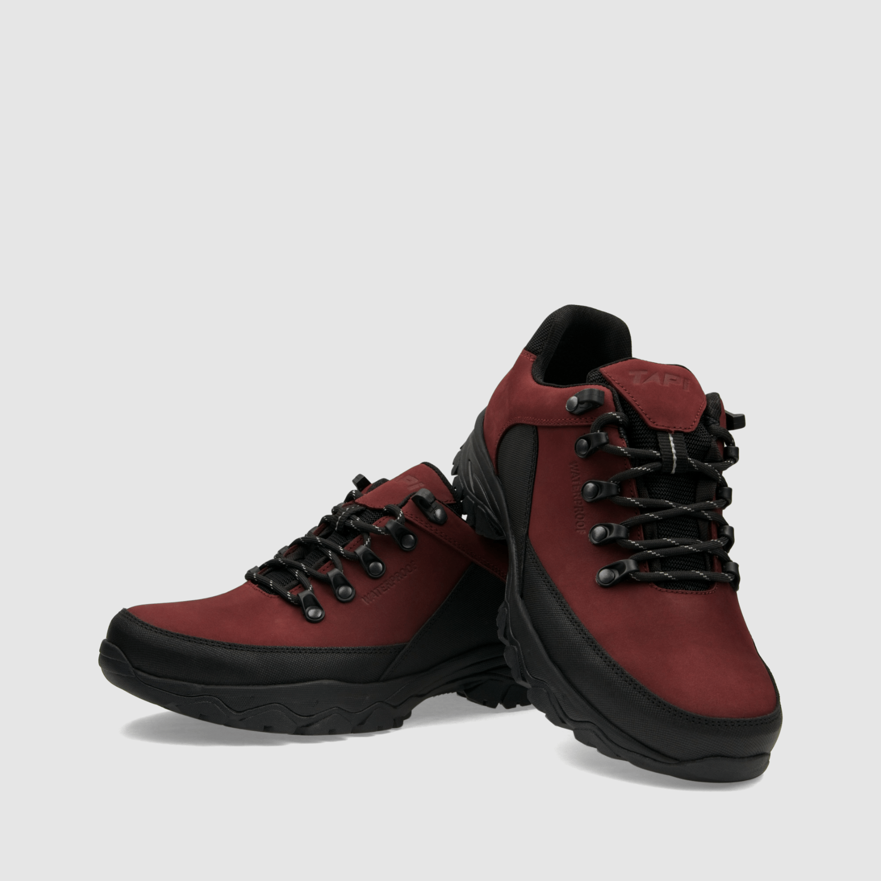 Półbut trekkingowy TAPI E - 9182 - bordowa nubukowa skóra - TAPI nero - Półbuty trekkingowe męskie - Bordowy - 3