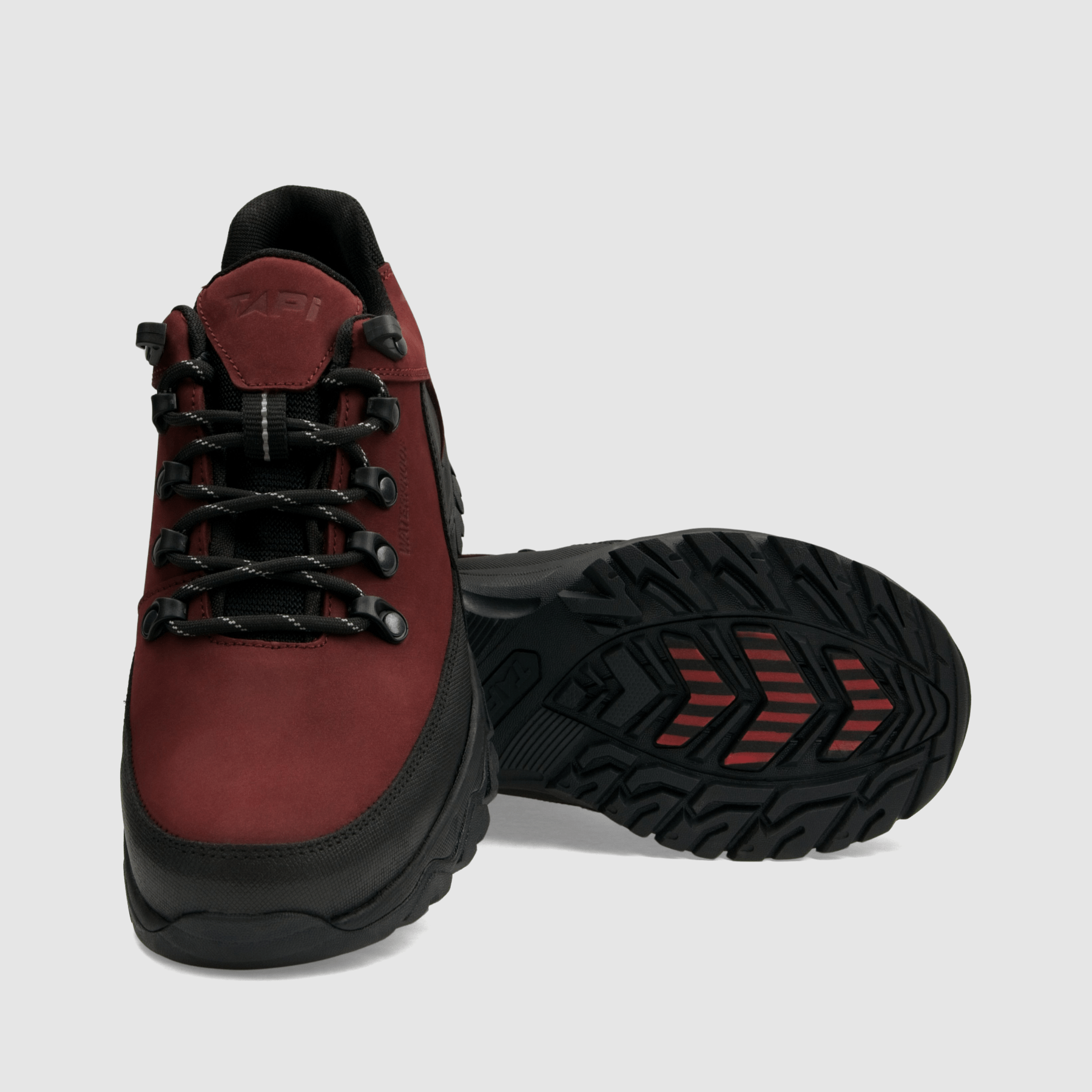 Półbut trekkingowy TAPI E - 9182 - bordowa nubukowa skóra - TAPI nero - Półbuty trekkingowe męskie - Bordowy - 4