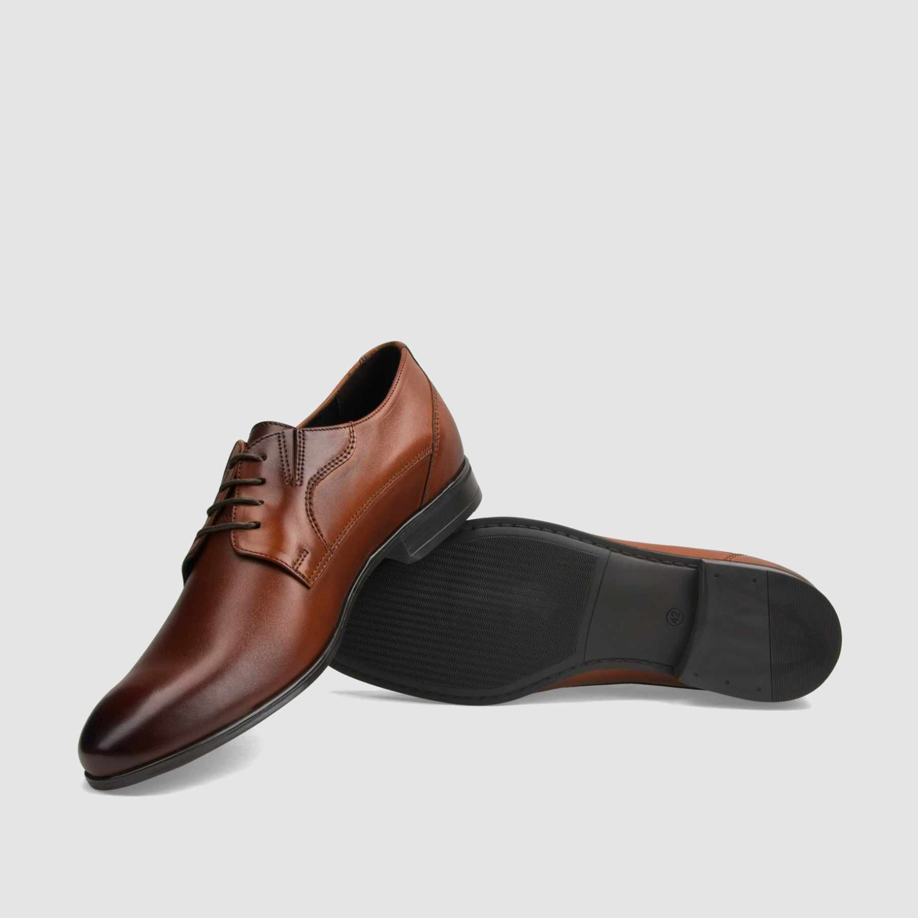 Półbut wizytowy TAPI B - 7499 brązowa licowa skóra - TAPI nero - Półbuty eleganckie sznurowane - Brązowy - 7