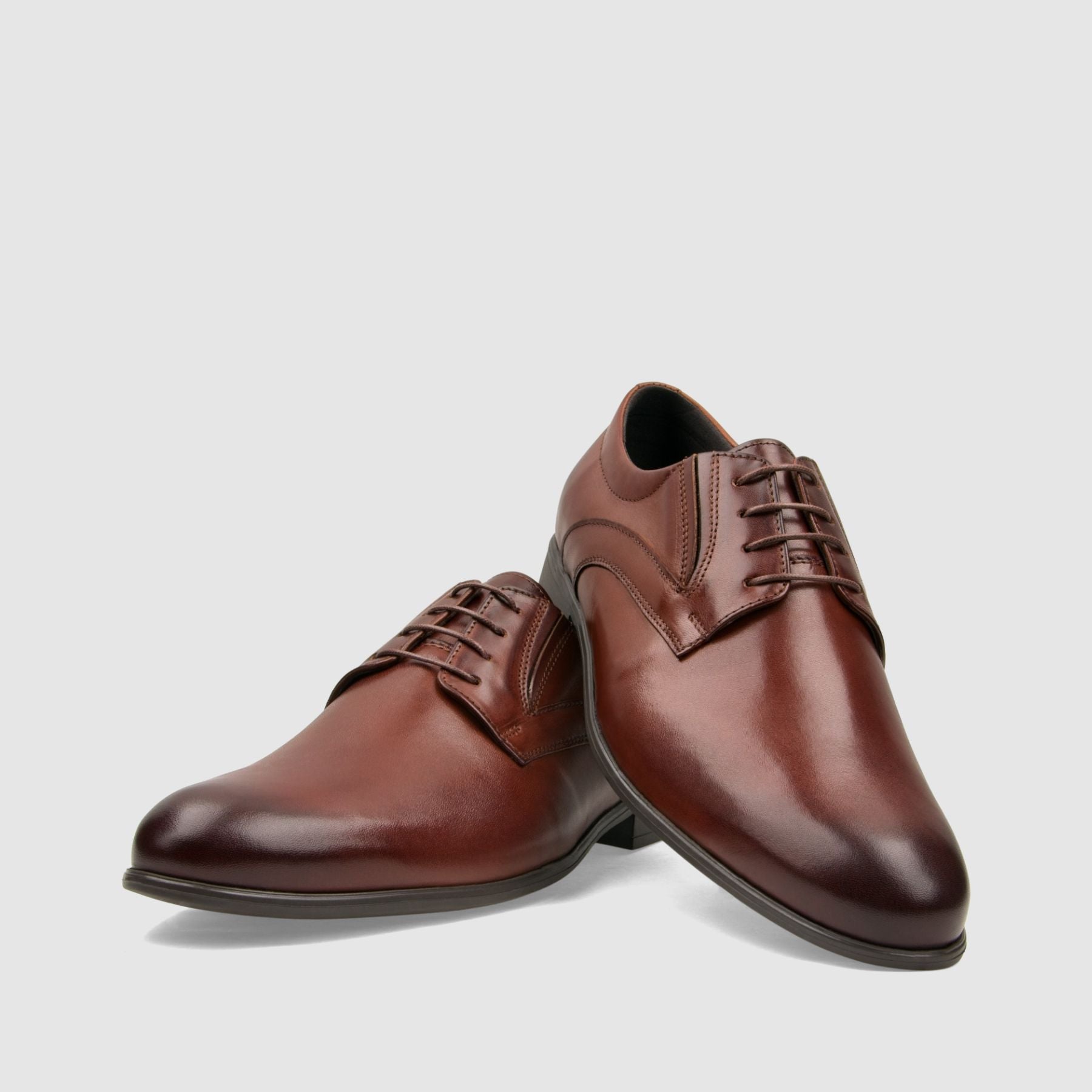 Półbut wizytowy TAPI B - 7671 brązowa licowa skóra - TAPI nero - Półbuty eleganckie sznurowane - Brązowy - 3