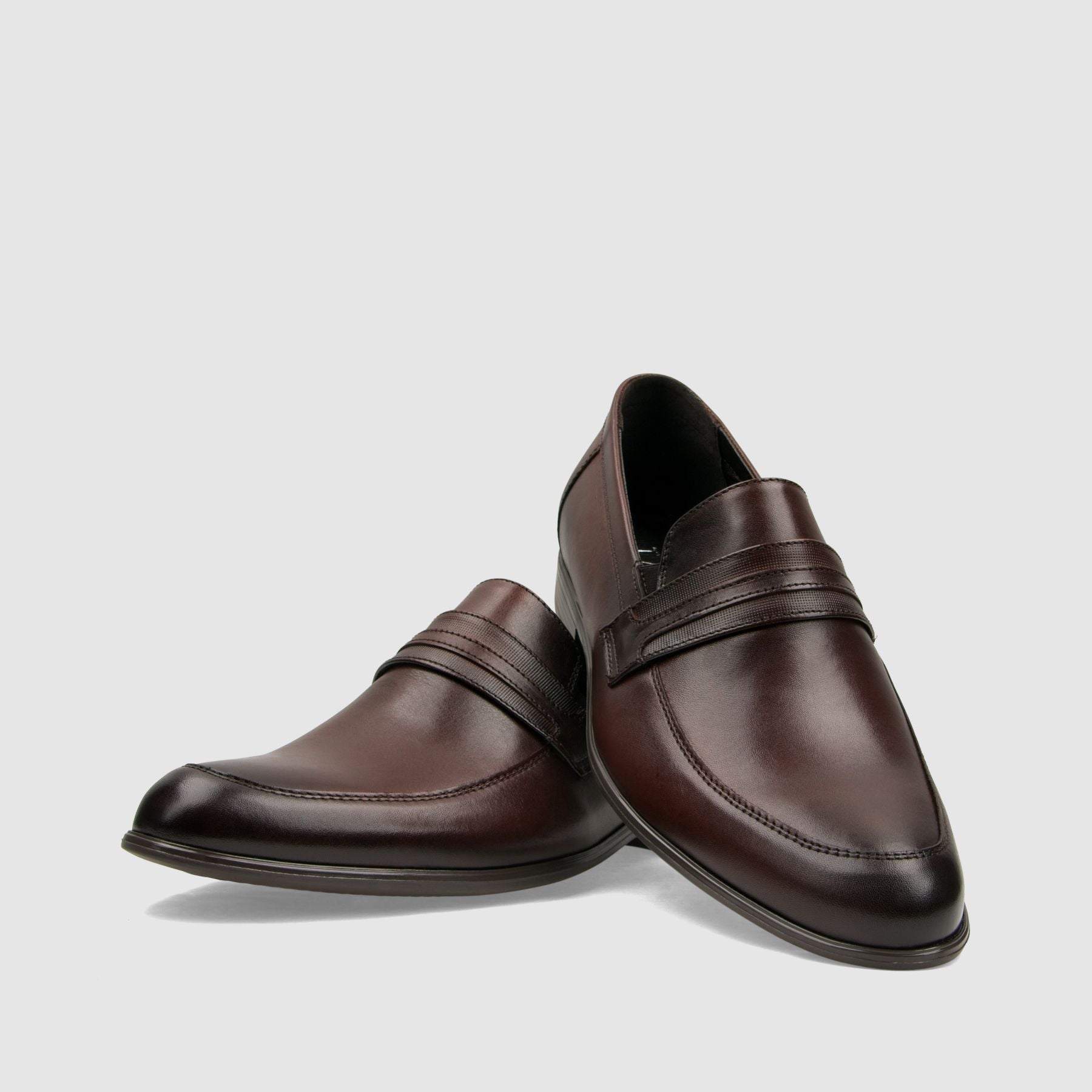 Półbut wizytowy TAPI B - 7680 ciemno brązowa licowa skóra - TAPI nero - Półbuty eleganckie wzuwane - Brązowy - 3